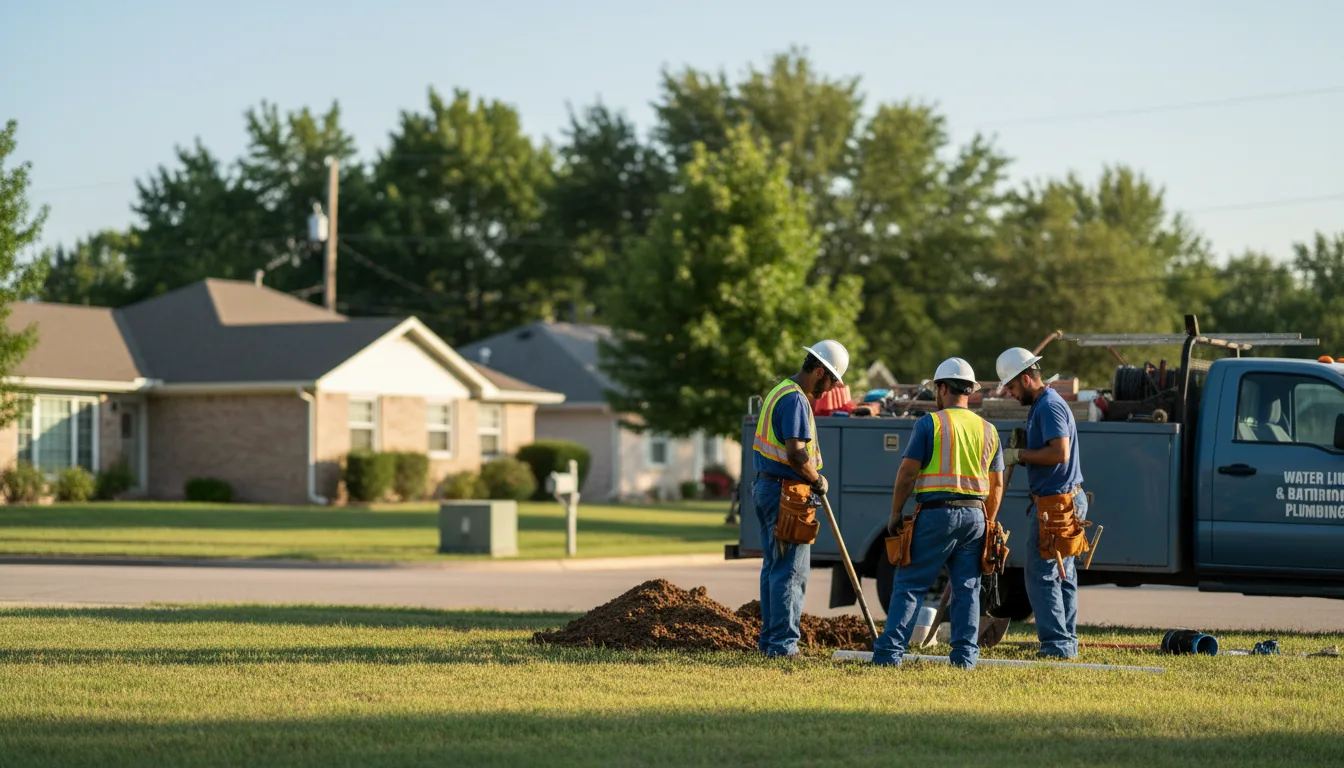 Residential water line and bathroom plumbing service in Heavener, OK